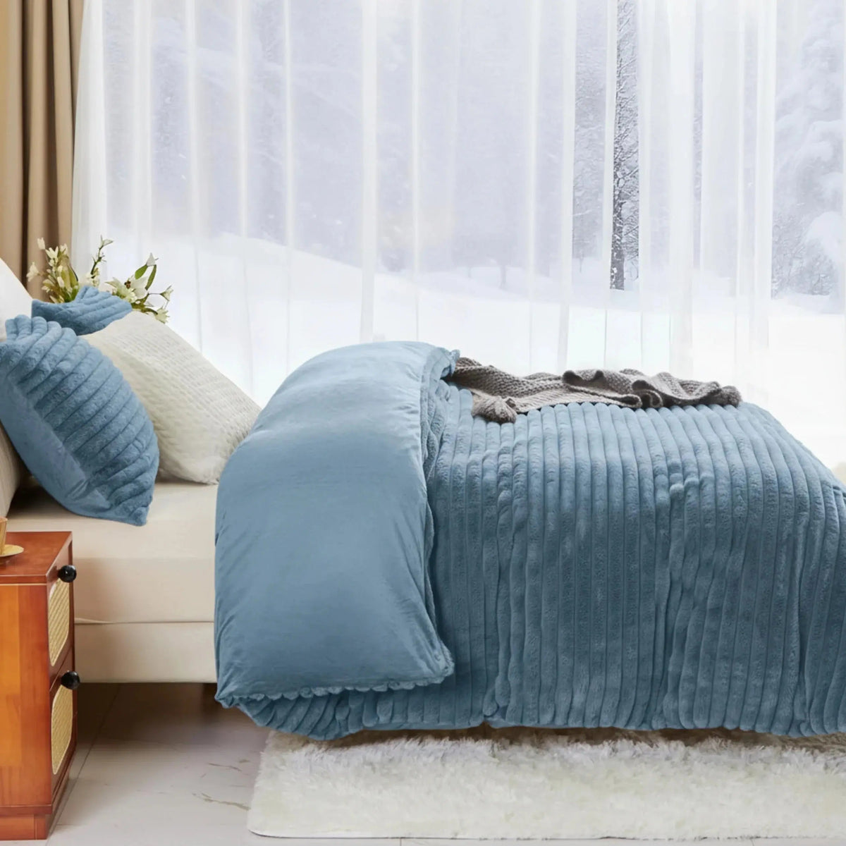 Flano Fleece Duvet Cover Set (3 Pcs)