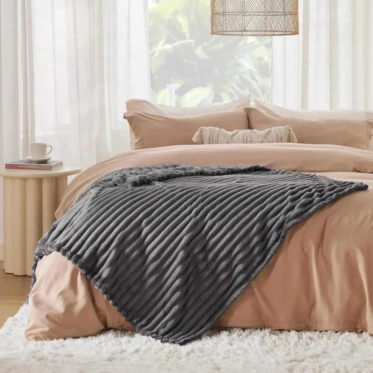 Faux Rabbit Fur Throw Blanket