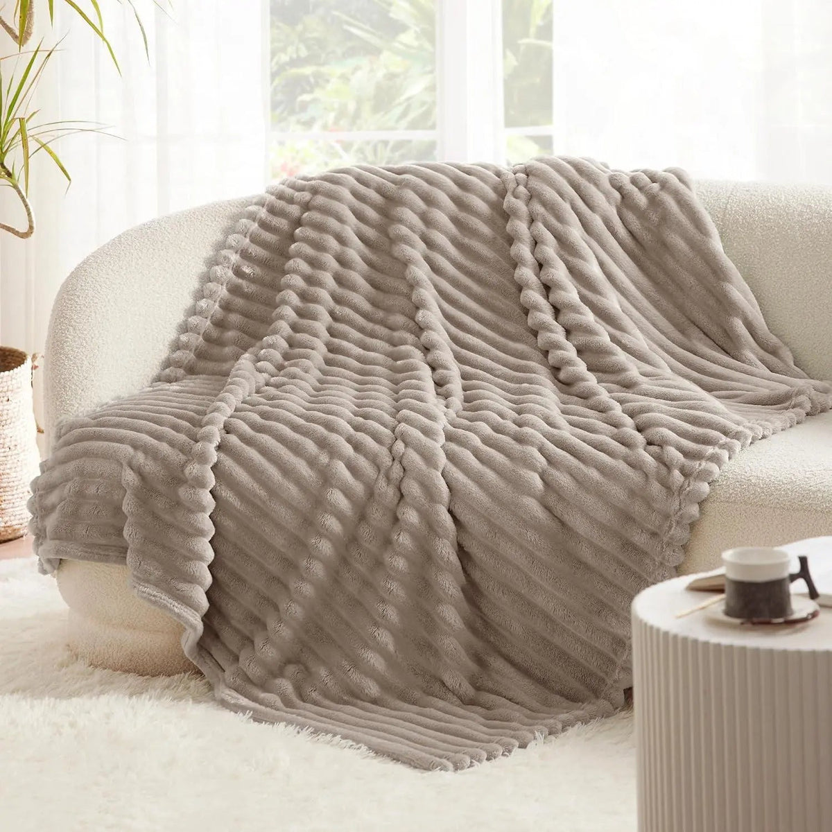 Faux Rabbit Fur Throw Blanket