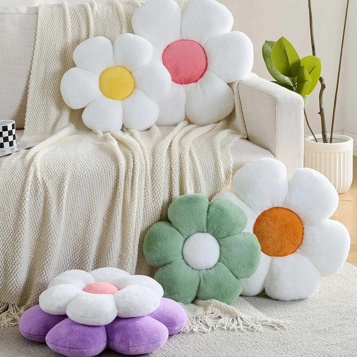 Flower Plush Throw Pillow