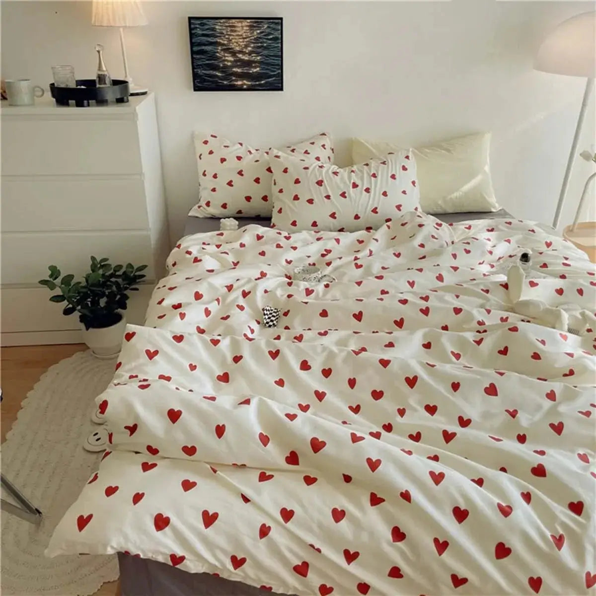 Korean Heart Bedding Set (4 Pcs)