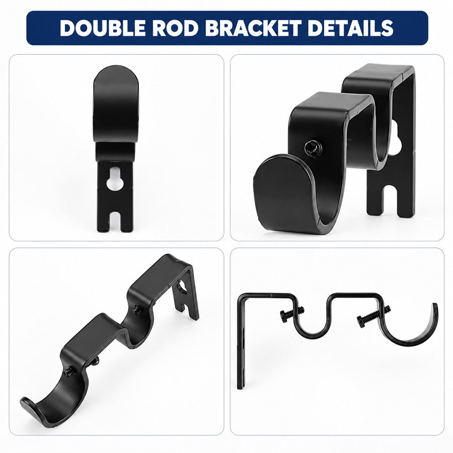 Double Curtain Rod Bracket (2 Pcs)