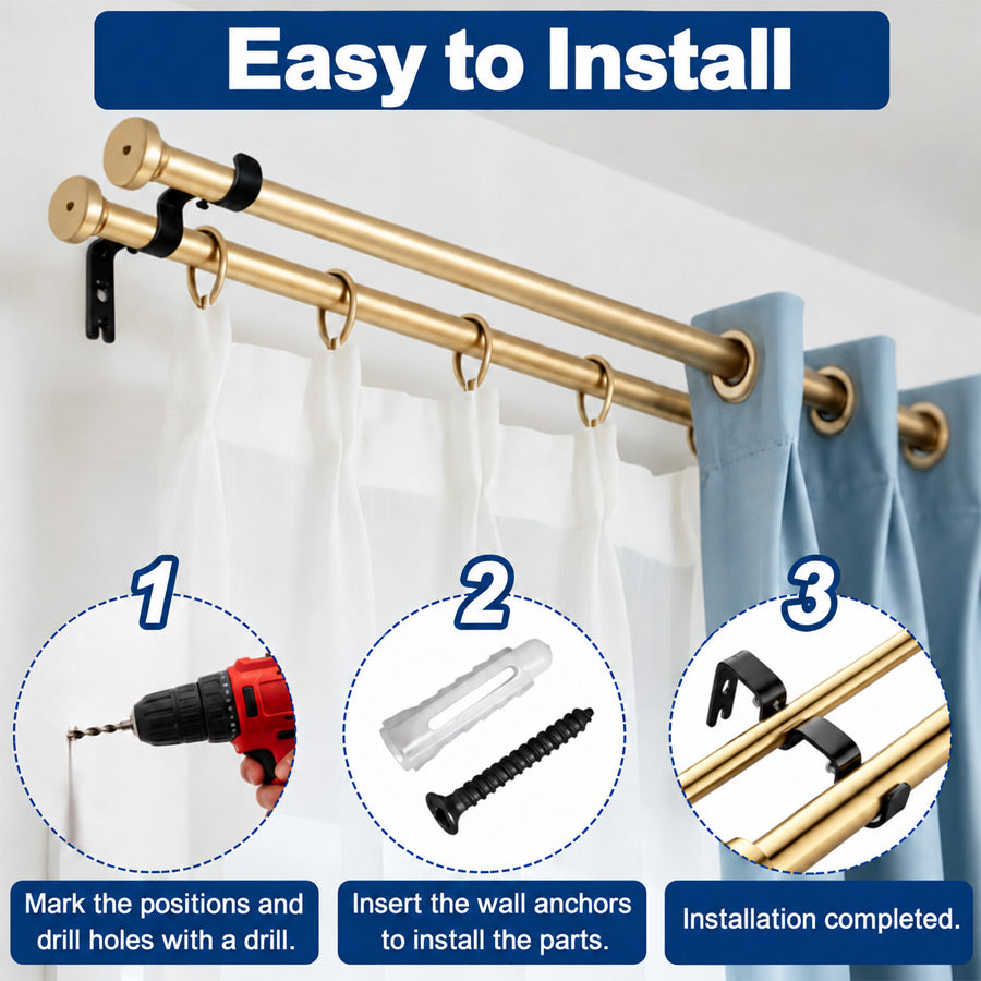 Double Curtain Rod Bracket (2 Pcs)