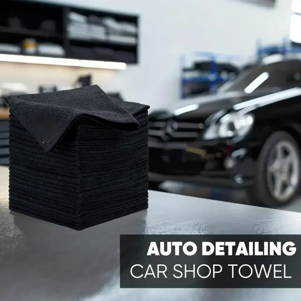 Black Microfiber Cleaning Cloth Set (50 Pcs)
