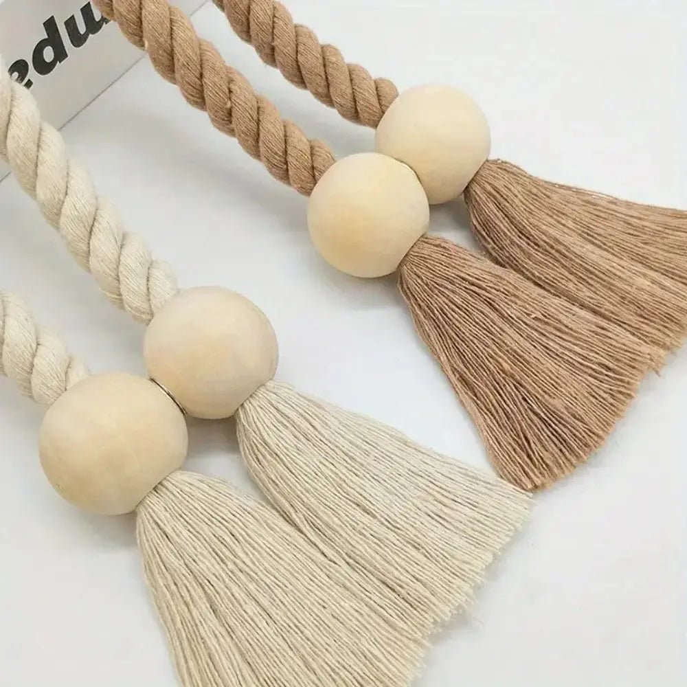 Wooden Bead Curtain Tiebacks