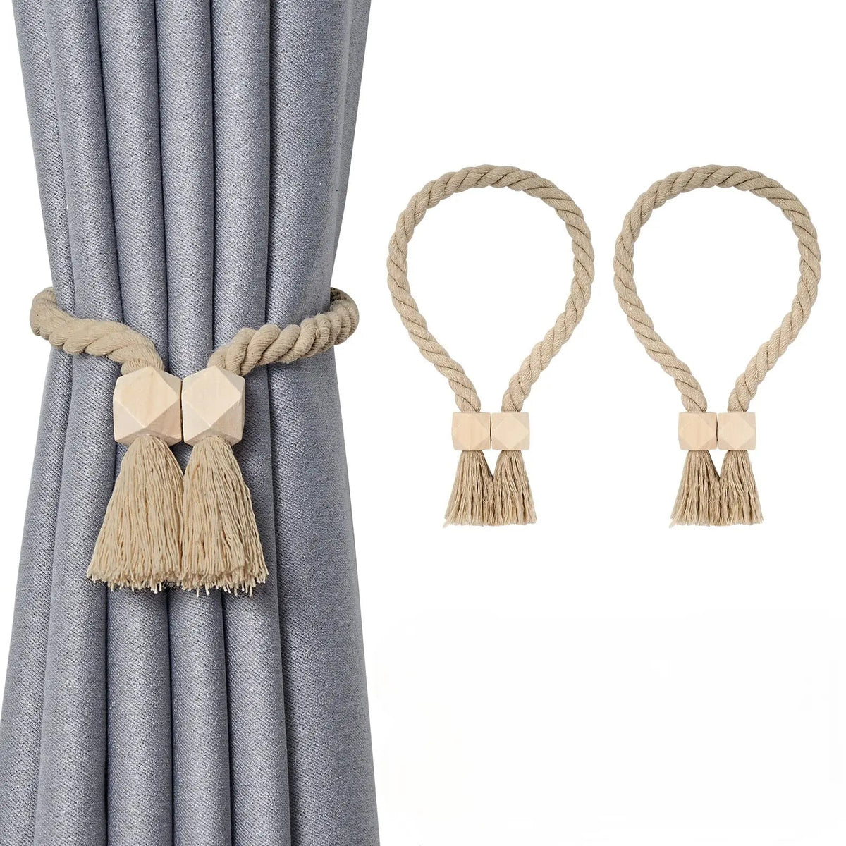 Wooden Bead Curtain Tiebacks