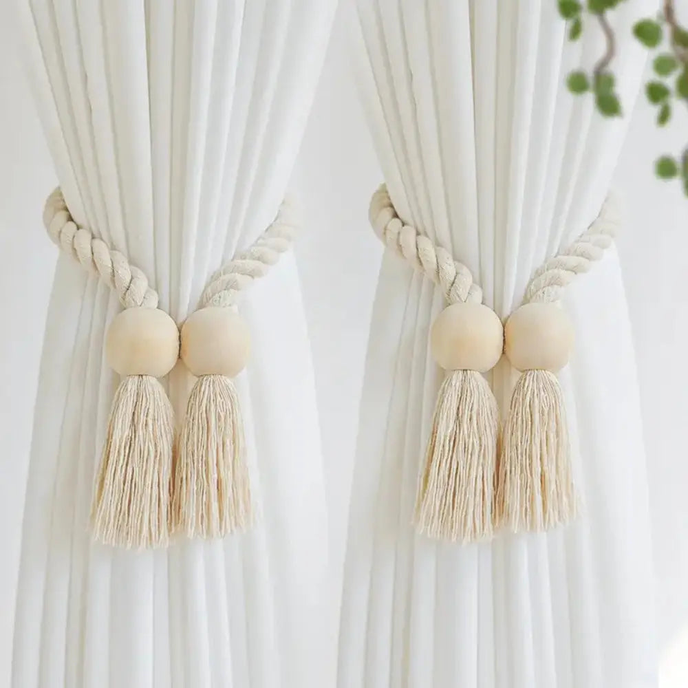 Wooden Bead Curtain Tiebacks