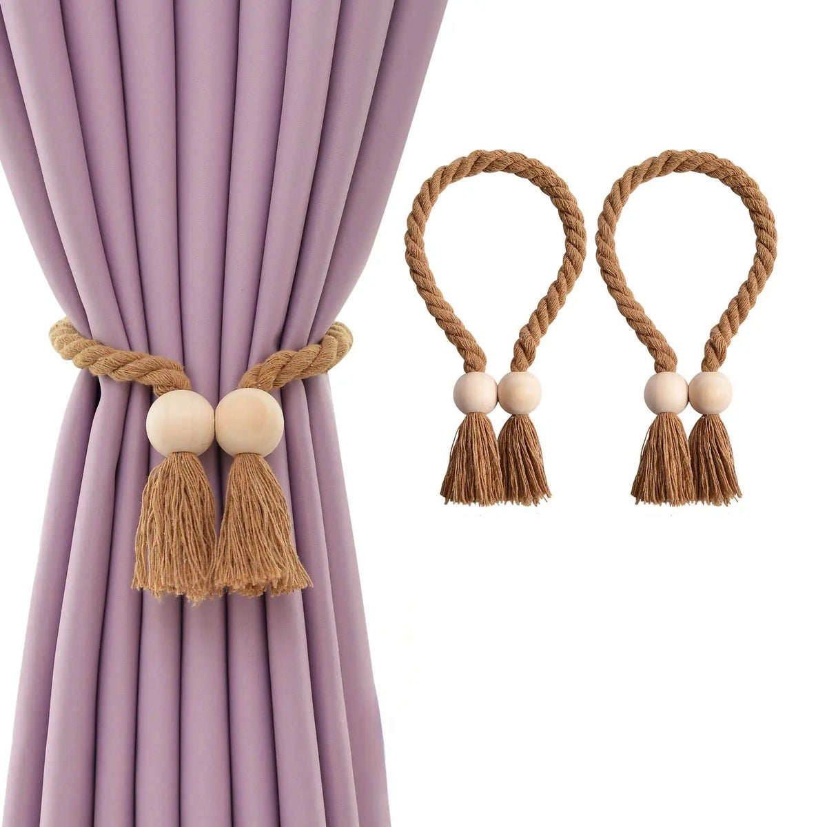 Wooden Bead Curtain Tiebacks