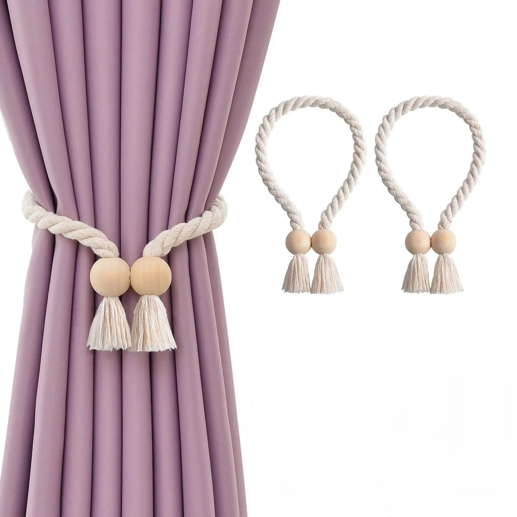 Wooden Bead Curtain Tiebacks