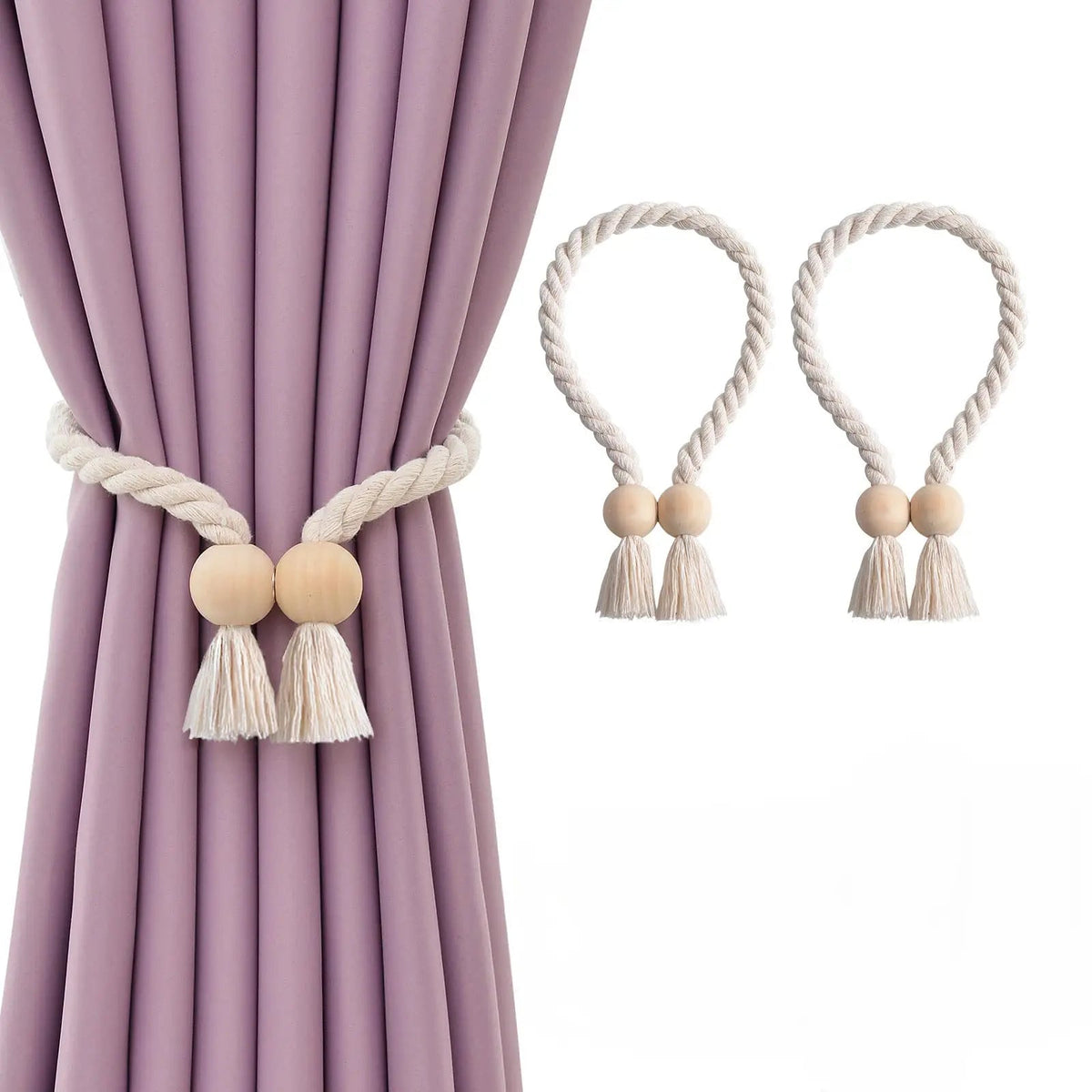 Wooden Bead Curtain Tiebacks