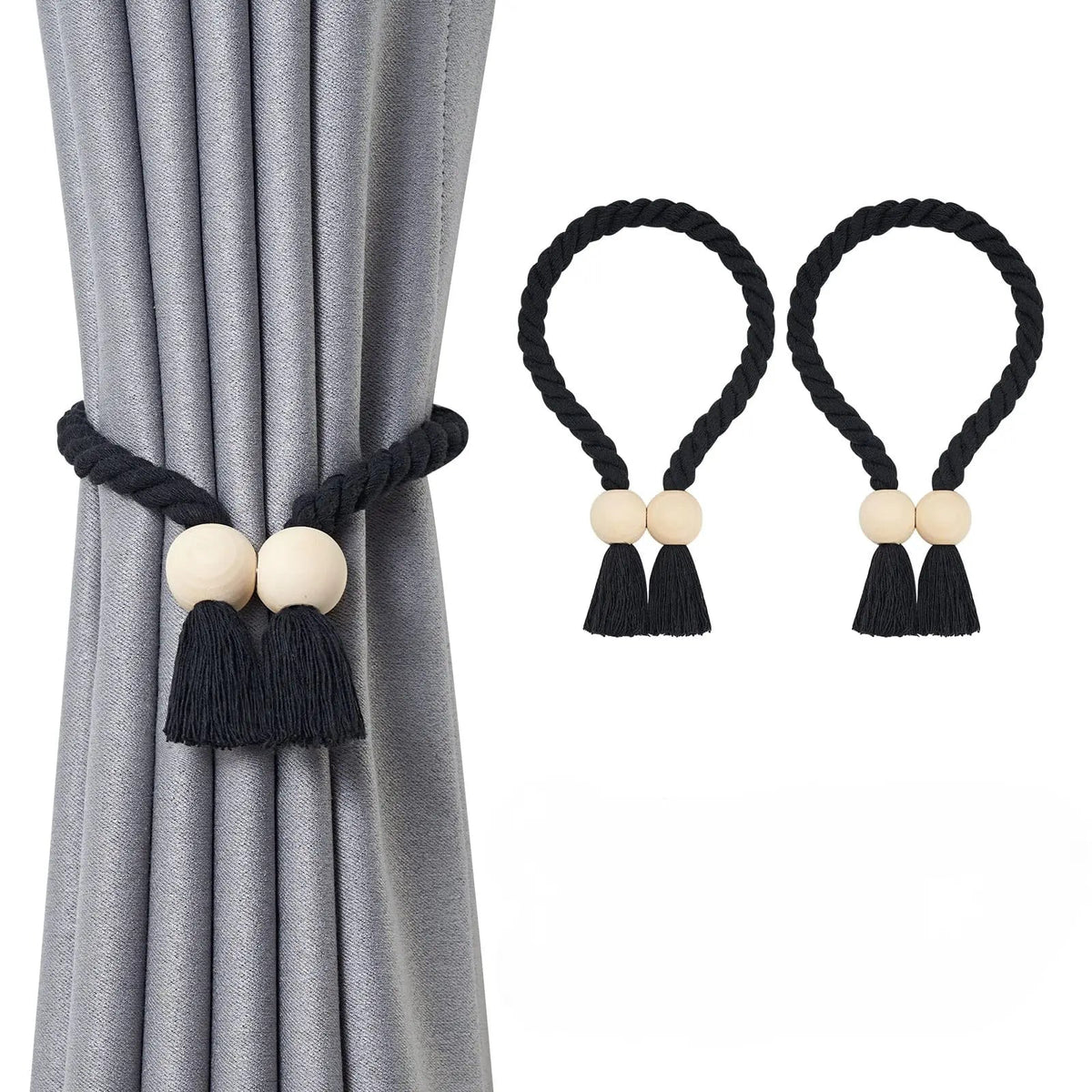 Wooden Bead Curtain Tiebacks