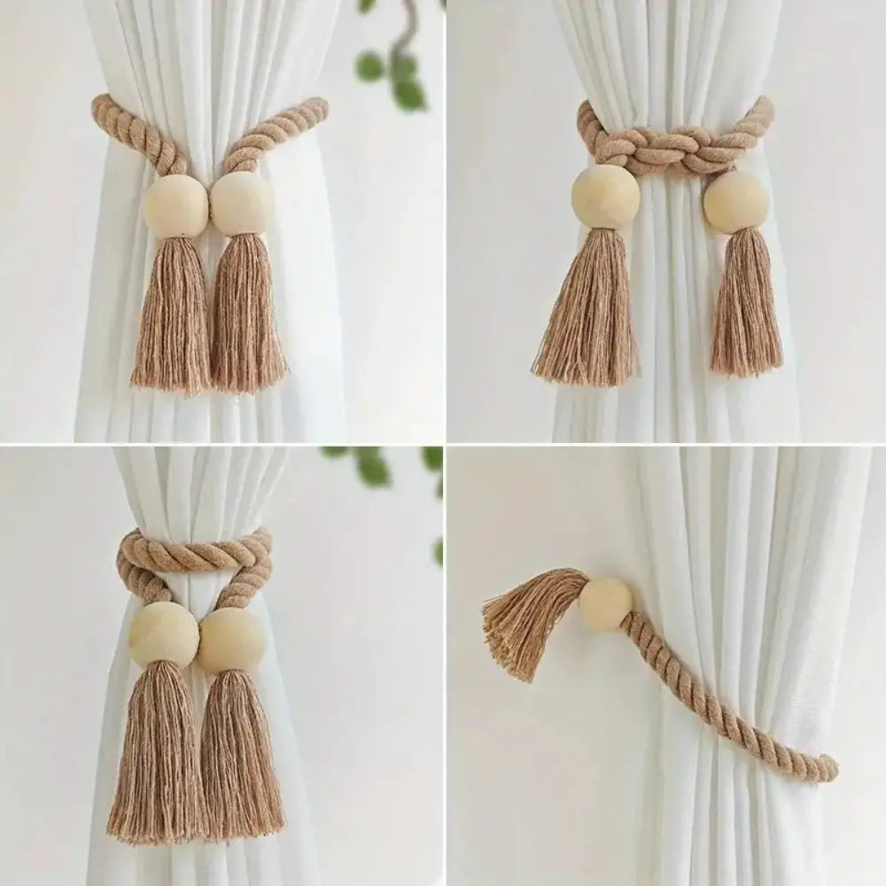 Wooden Bead Curtain Tiebacks