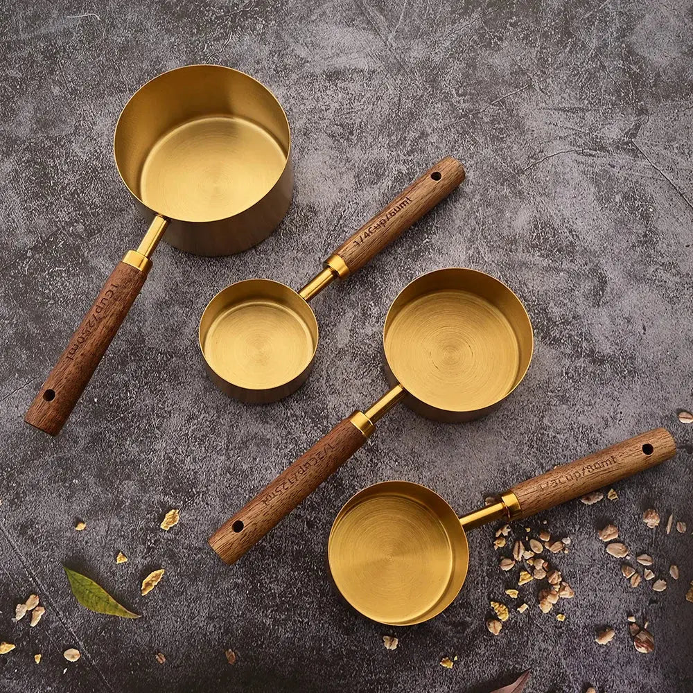 Gold Measuring Cups and Spoons Set