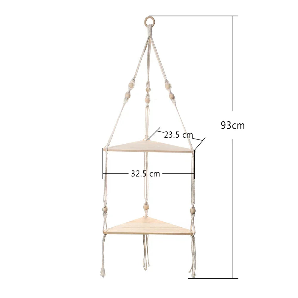 Wooden Triangle Corner Wall Shelf