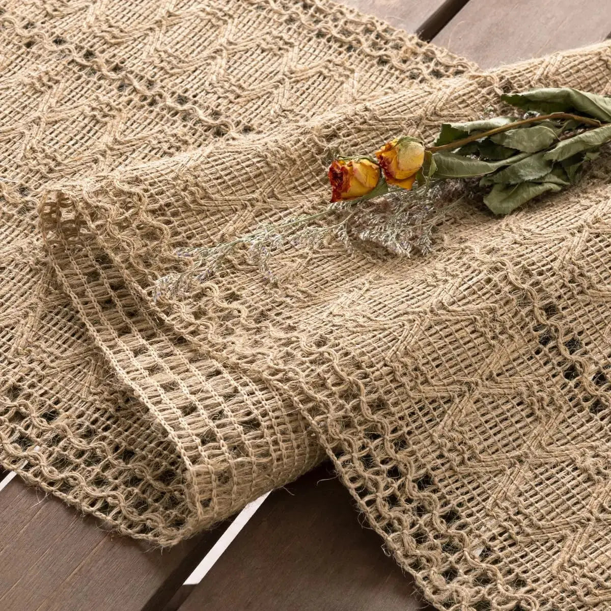 Macrame Burlap Table Runner