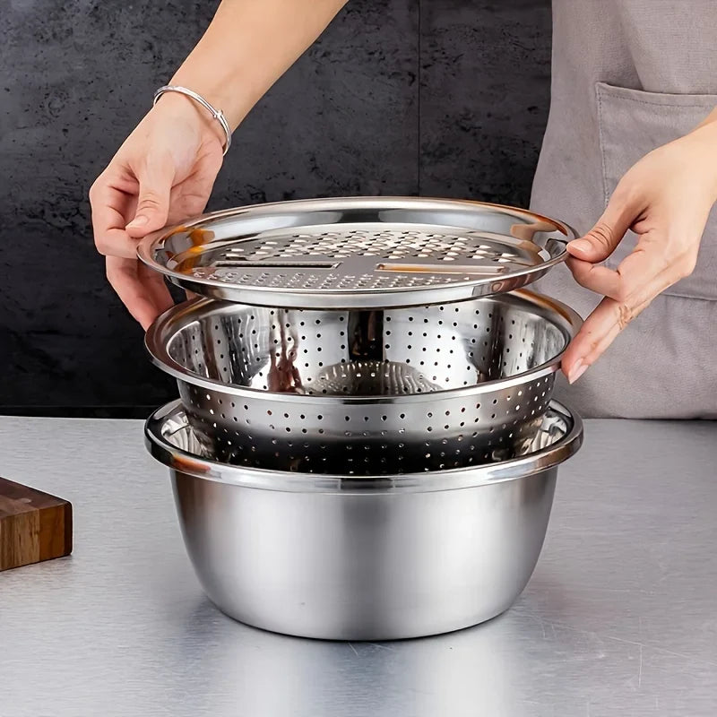 Stainless Slicer Bowl Set (3 Pcs)