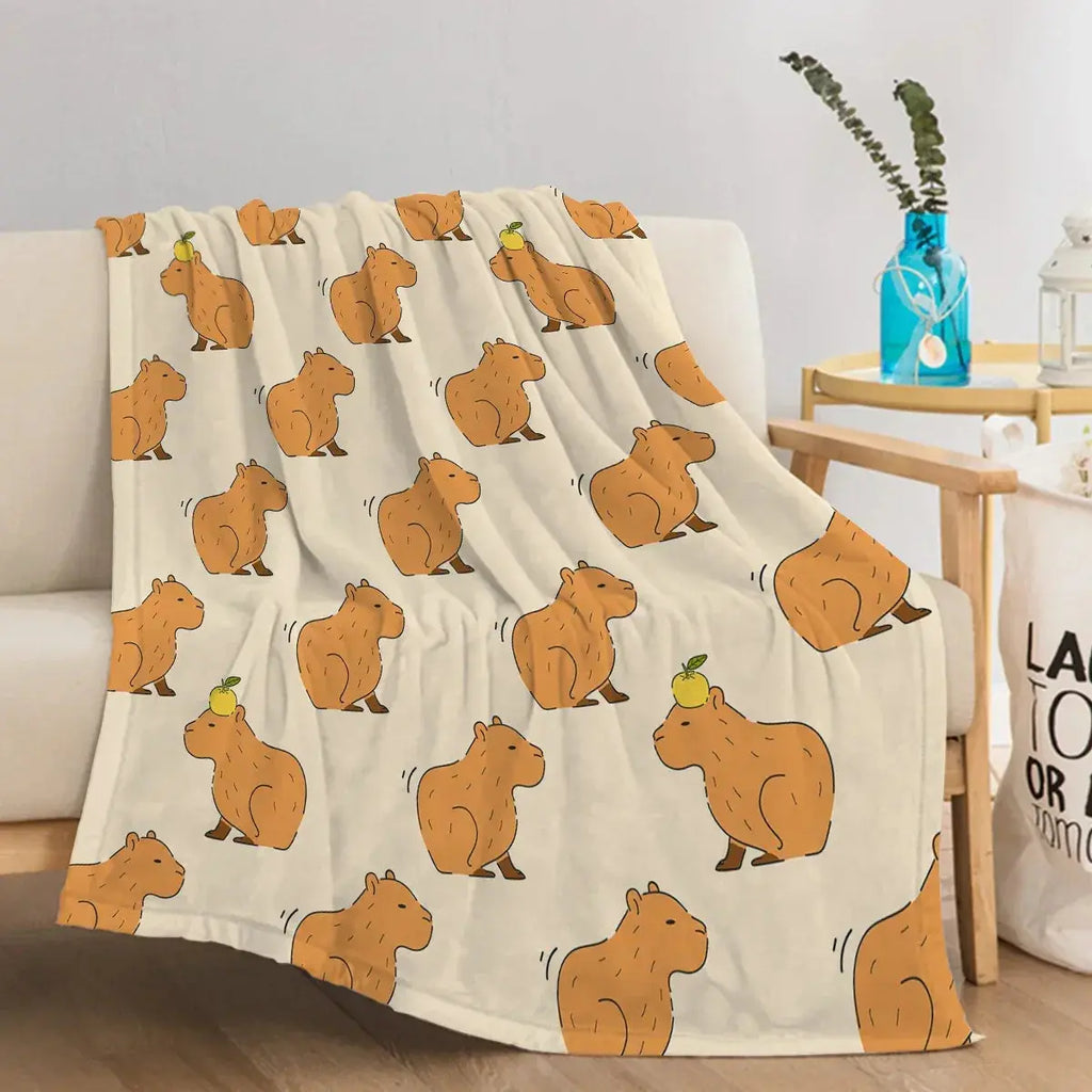 Capybara Print Plush Flannel Blanket