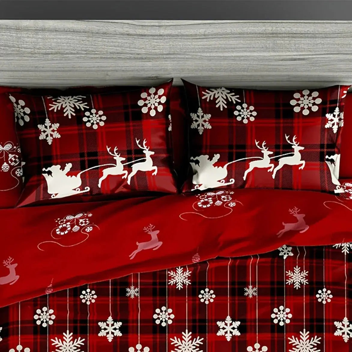 Christmas Checkered Elk Duvet Set (3 Pcs)