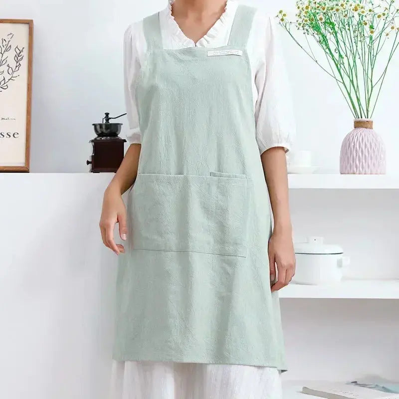 Cross Back Cotton Linen Apron