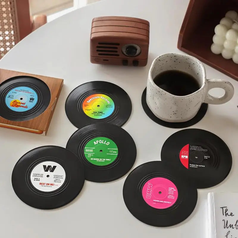 Vinyl Record Coasters (6 Pcs)