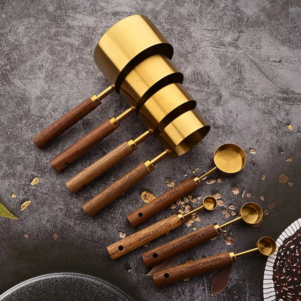 Gold Measuring Cups and Spoons Set