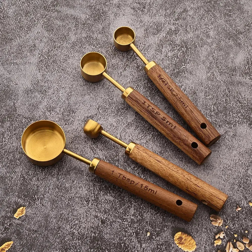 Gold Measuring Cups and Spoons Set