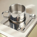 Stainless Steel Teacup and Saucer Set