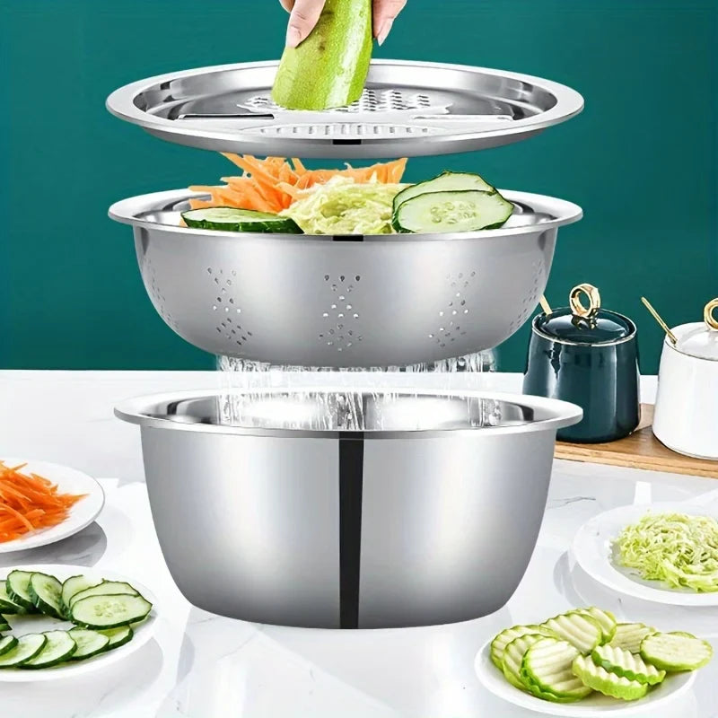 Stainless Slicer Bowl Set (3 Pcs)