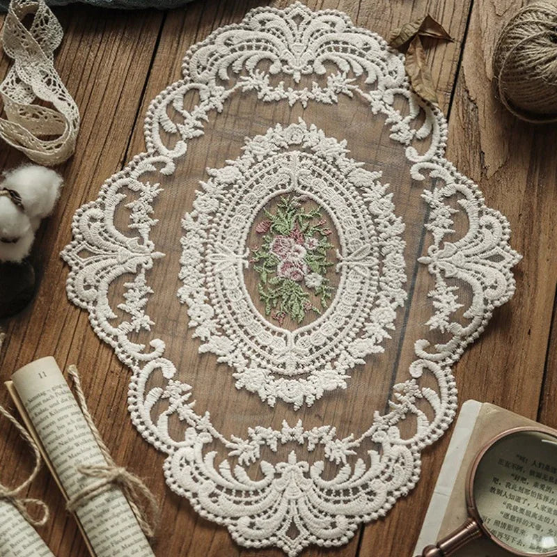 Embroidered Lace Table Mat (2 Pcs)