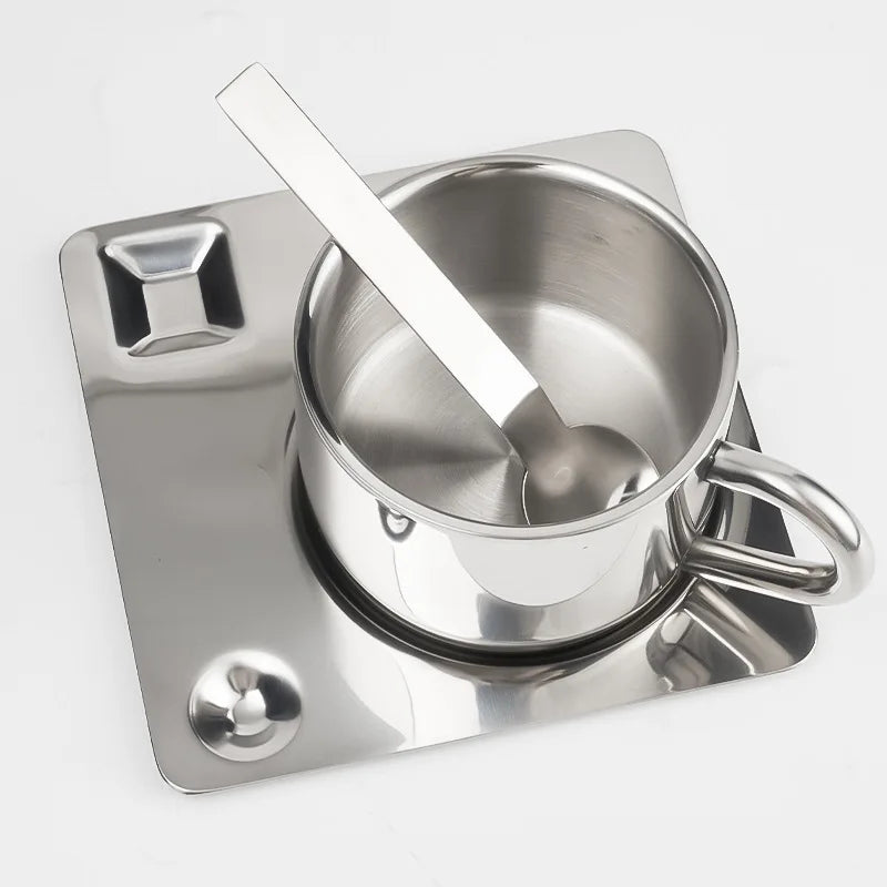 Stainless Steel Teacup and Saucer Set