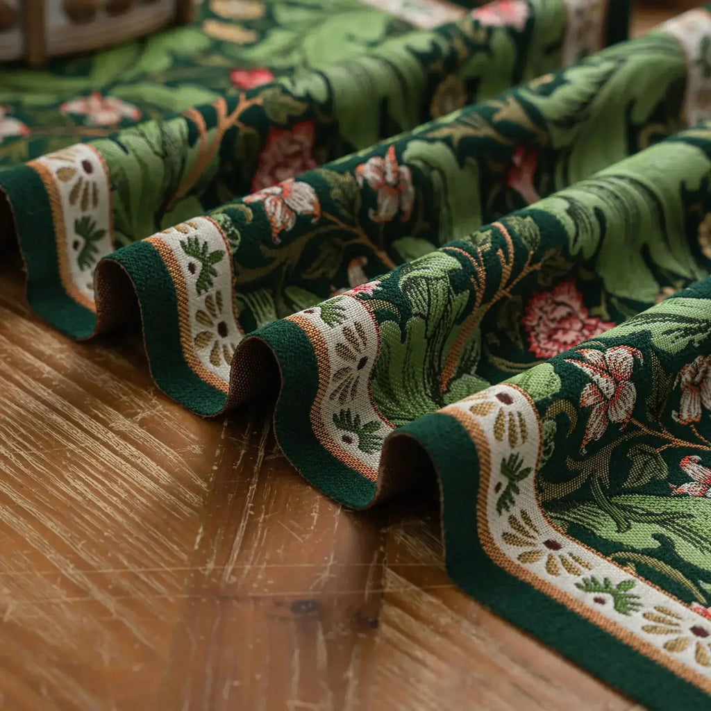 Plant Jacquard Tassel Table Runner