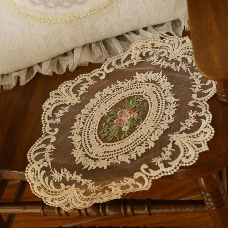 Embroidered Lace Table Mat (2 Pcs)
