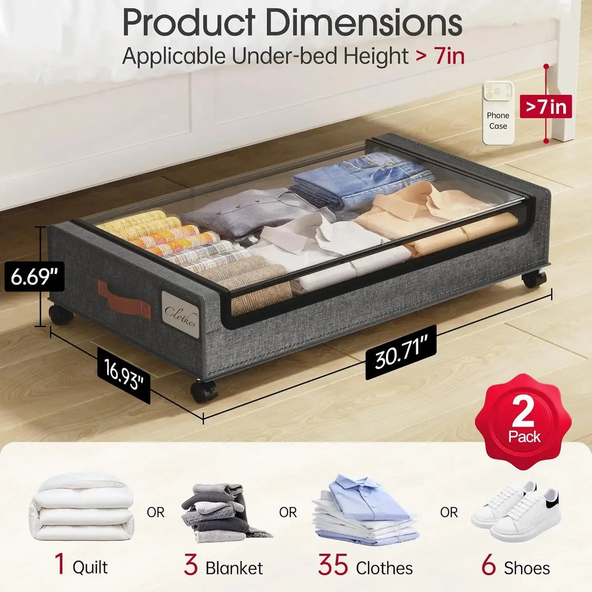 Rolling Underbed Storage Drawer