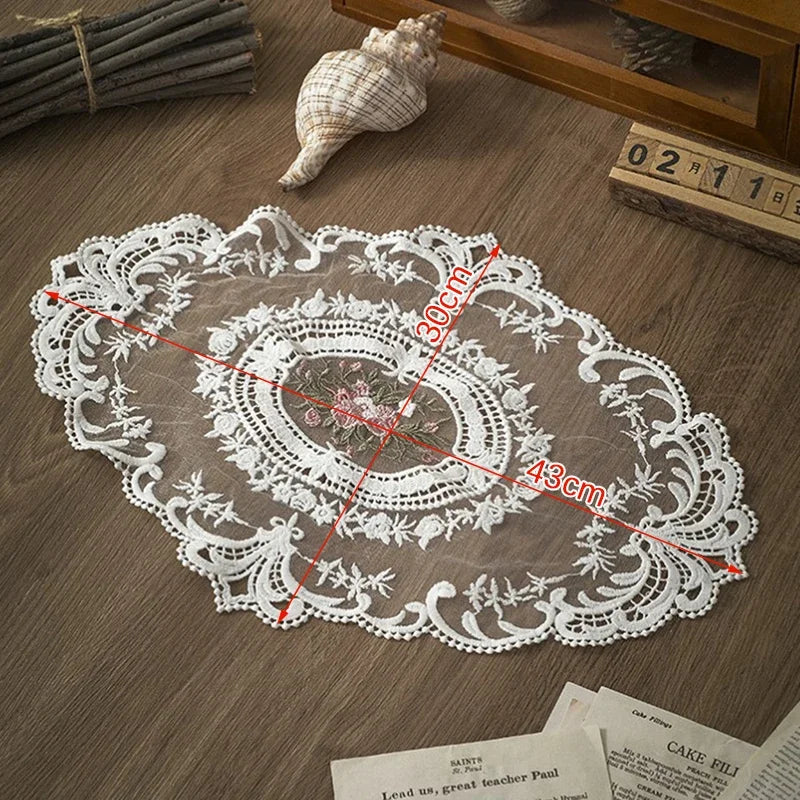Embroidered Lace Table Mat (2 Pcs)