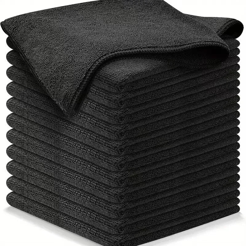 Black Microfiber Cleaning Cloth Set (50 Pcs)