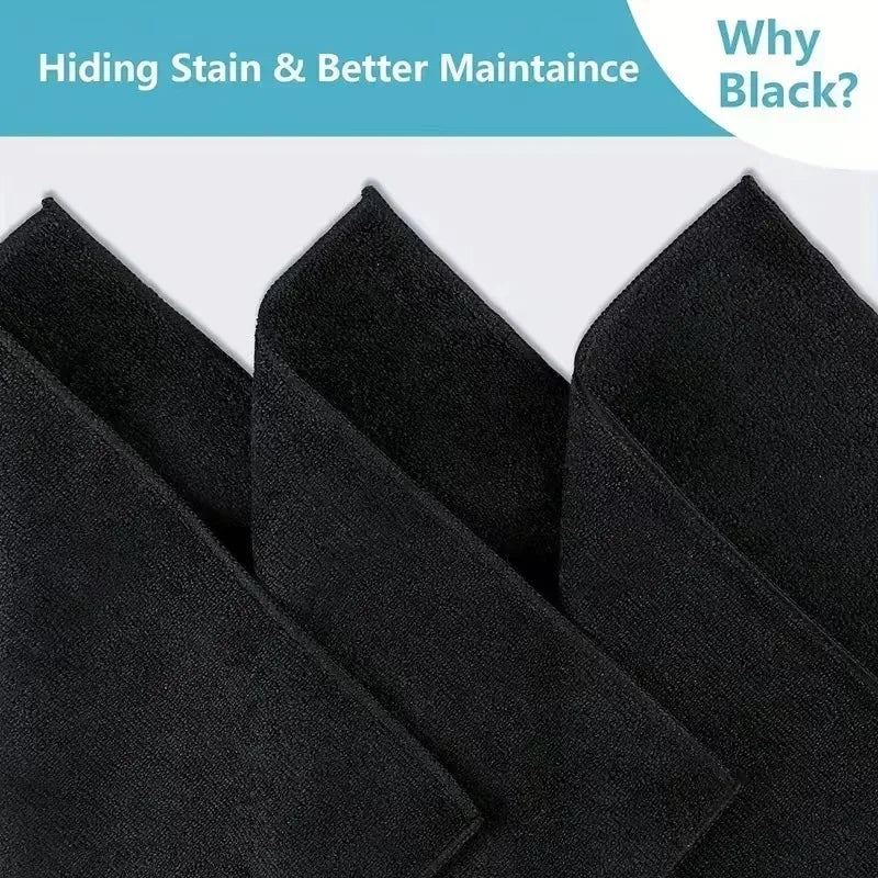 Black Microfiber Cleaning Cloth Set (50 Pcs)