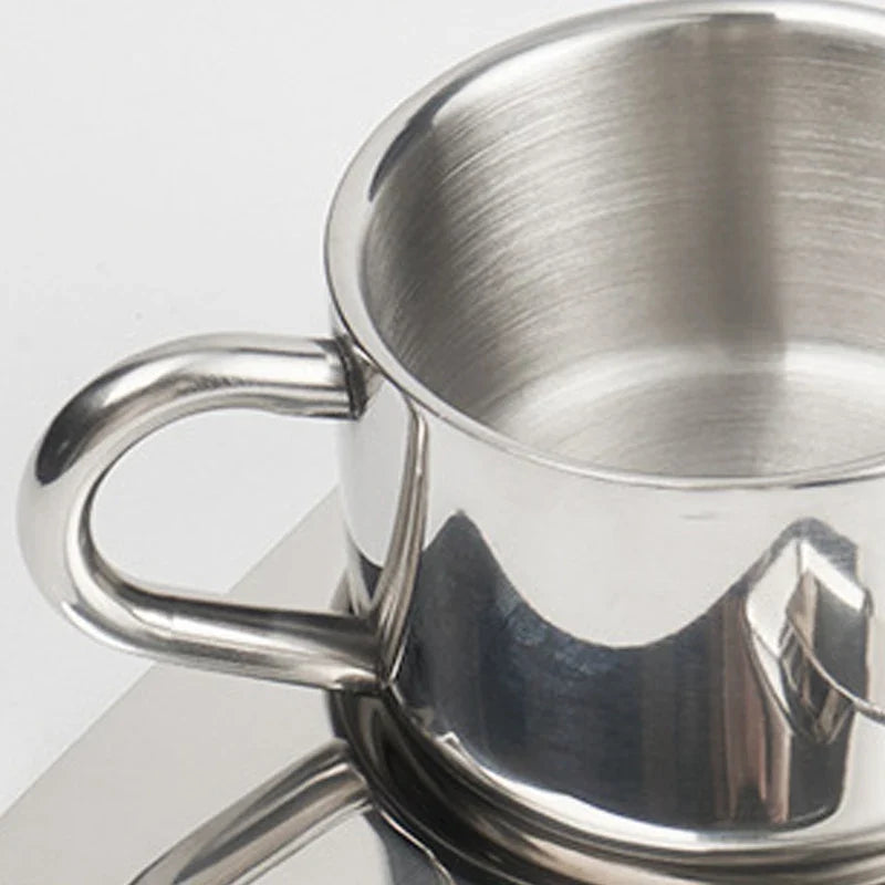 Stainless Steel Teacup and Saucer Set