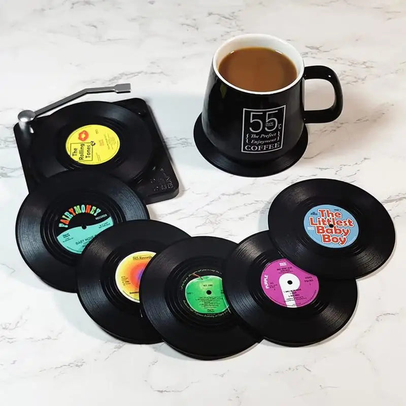 Vinyl Record Coasters (6 Pcs)