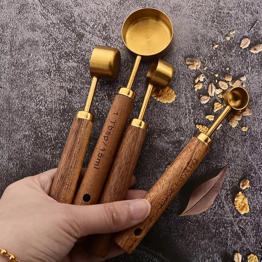 Gold Measuring Cups and Spoons Set