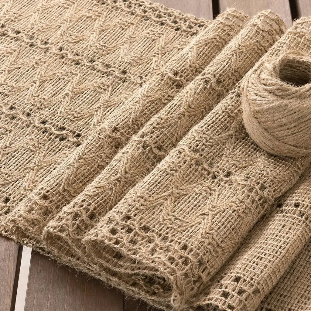 Macrame Burlap Table Runner