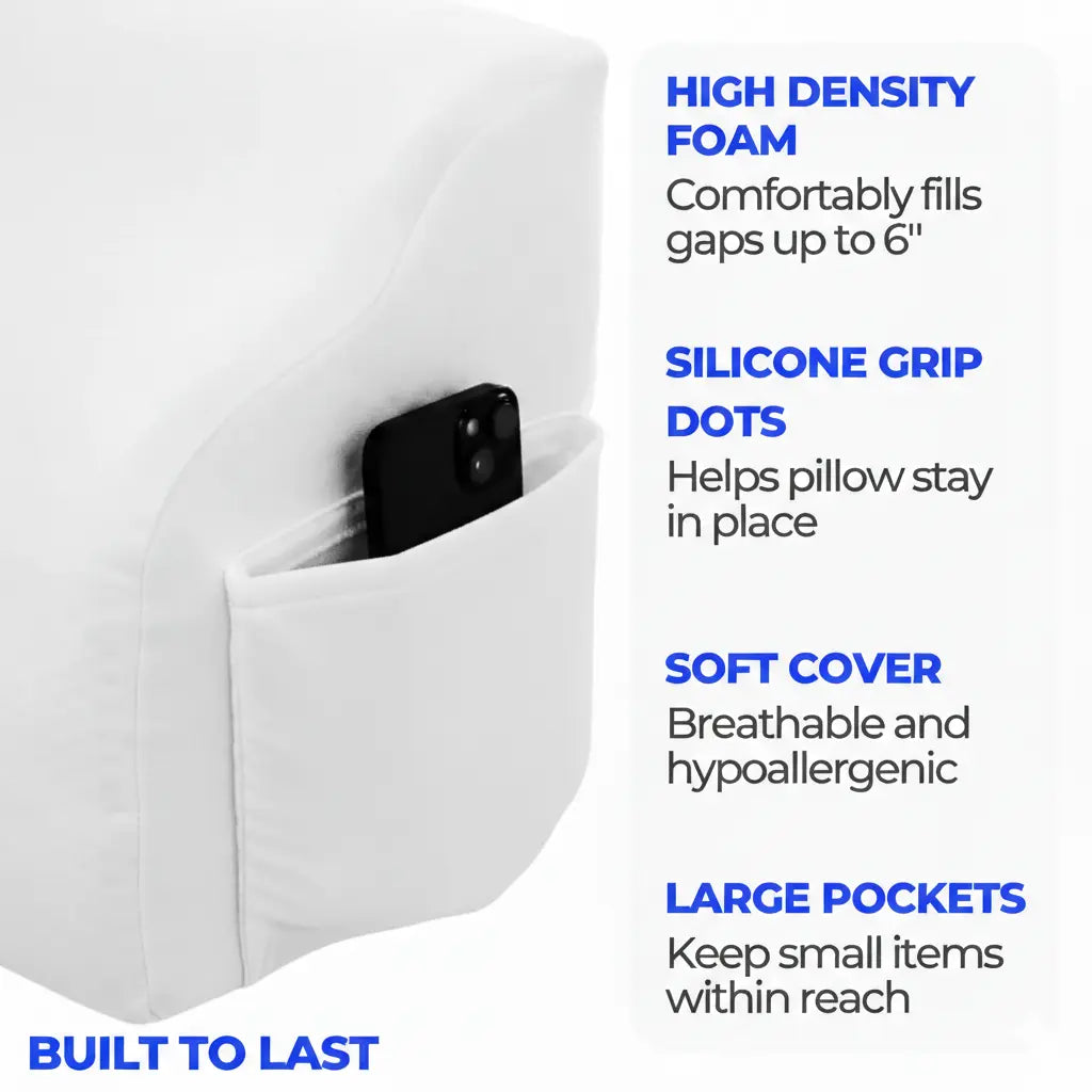 Mattress Gap Pillow with Storage Pockets