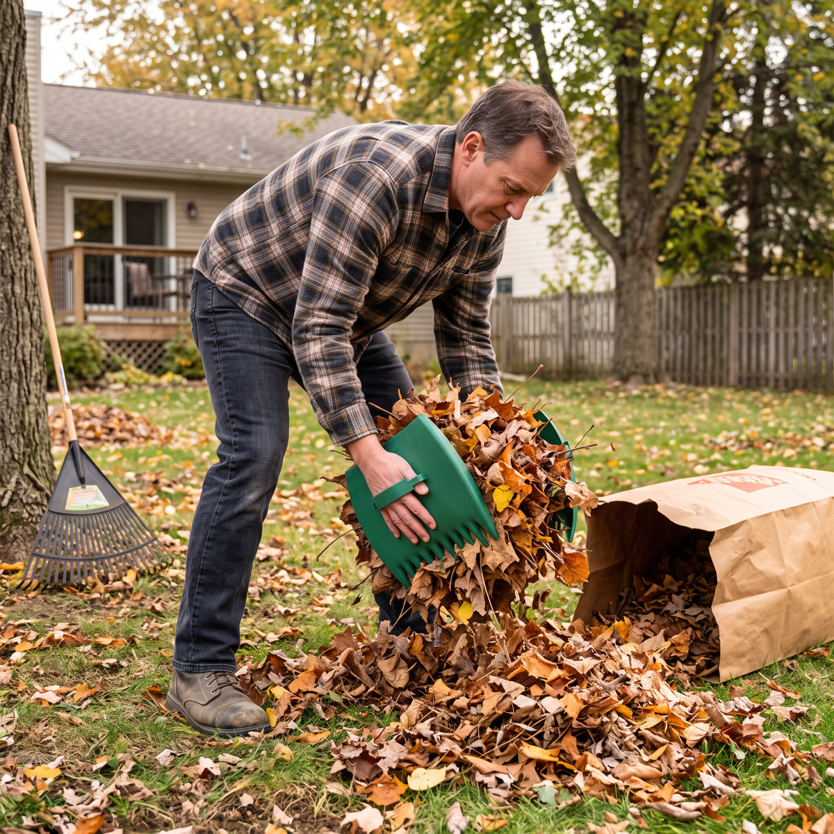 Garden Leaf Grabber in use