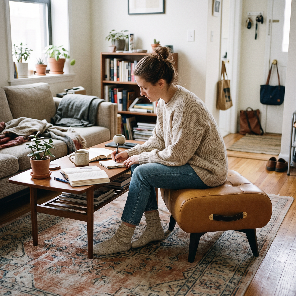 Minimalist Short Stool in use