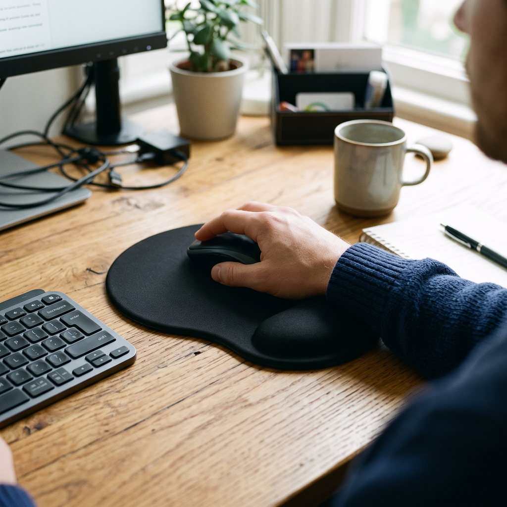 EVA Wrist Mouse Pad in use