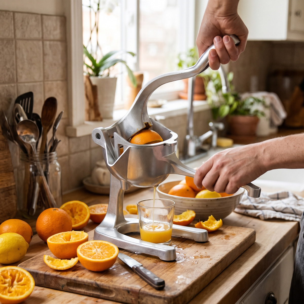 Citrus Press Juicer in use