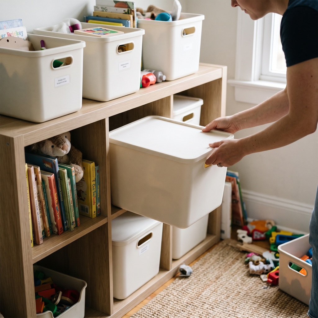 Storage Organizer Bin in use