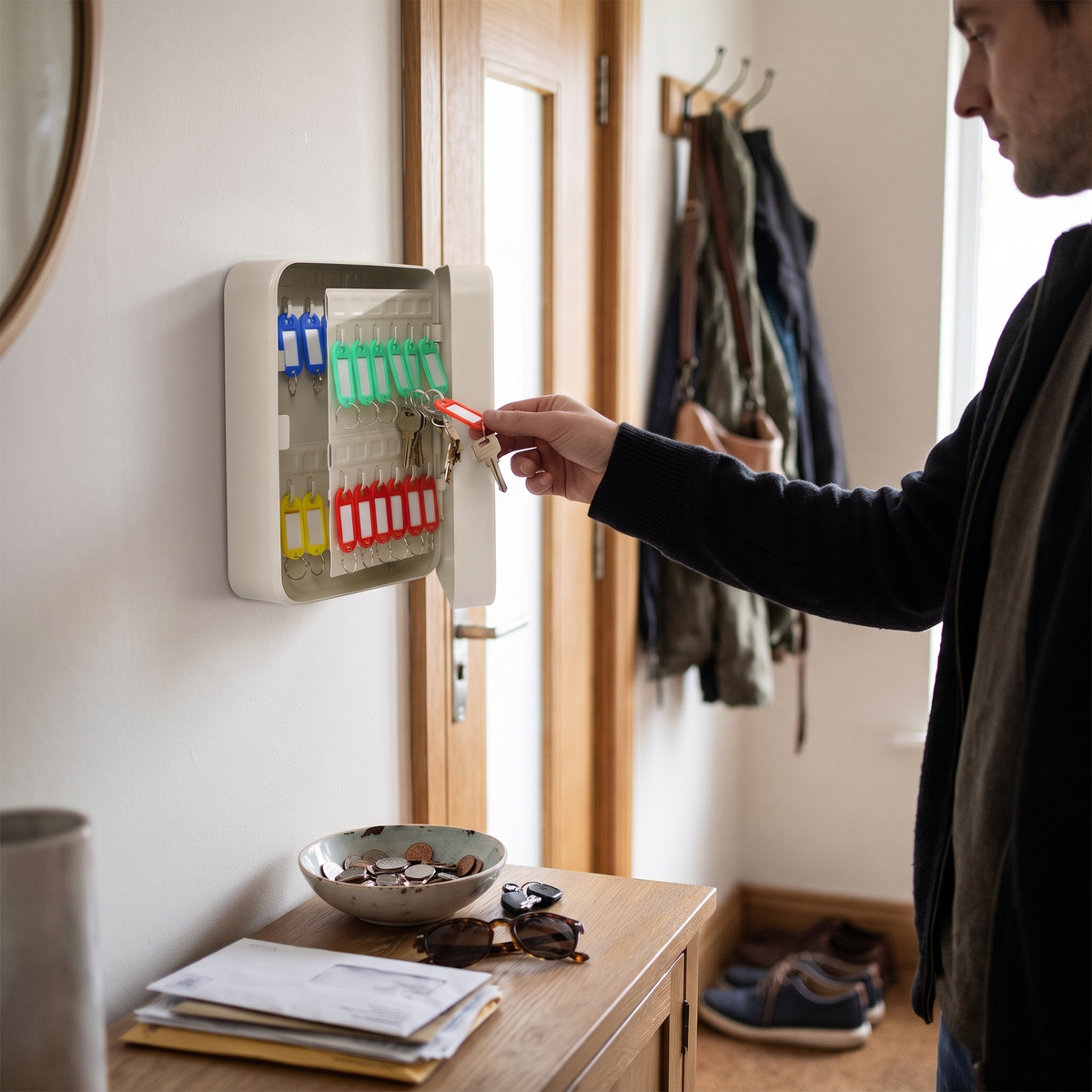 Wall Mounted Key Cabinet in use