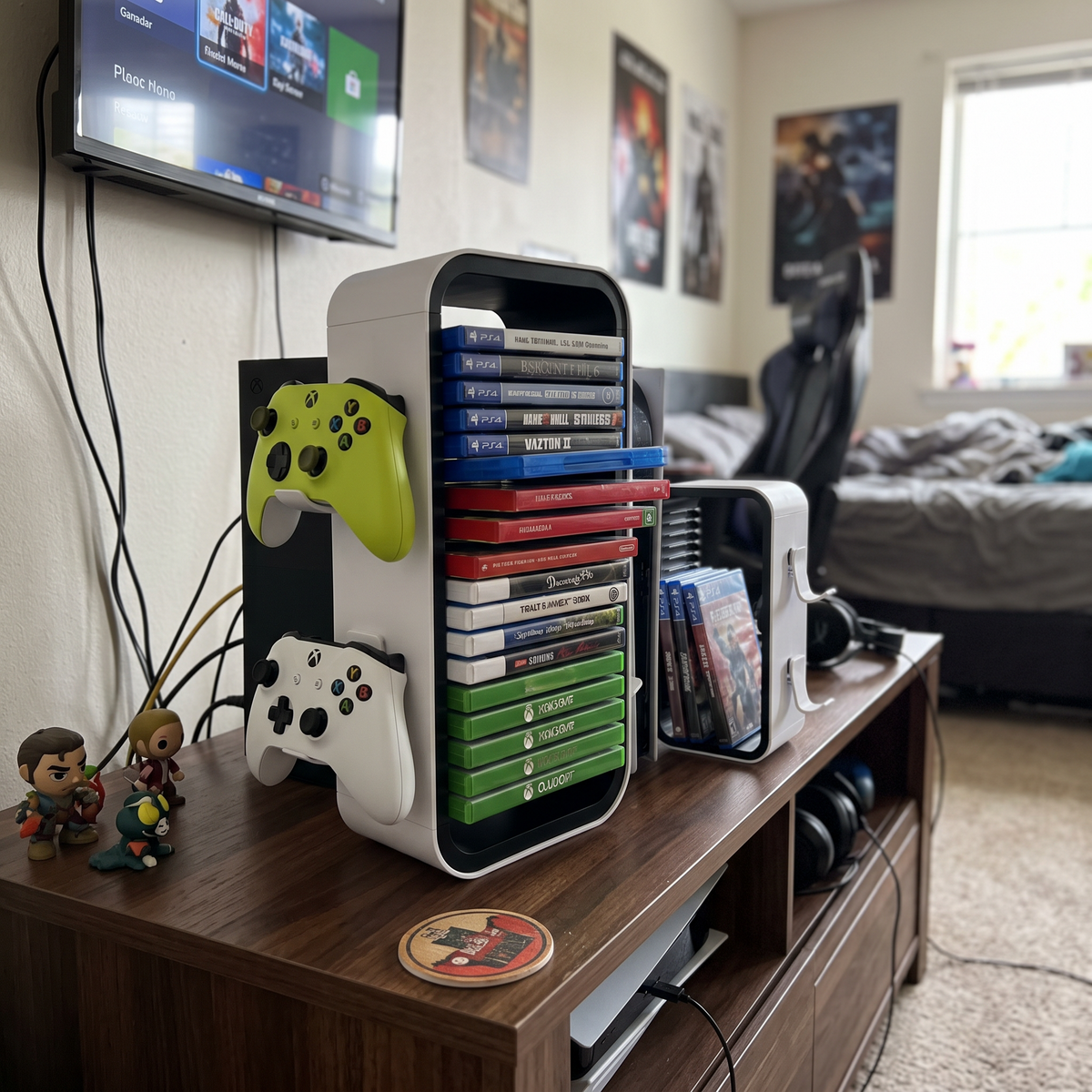 Game Storage Organizer in use