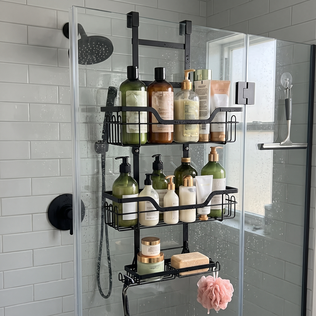 3 Tier Shower Caddy in use
