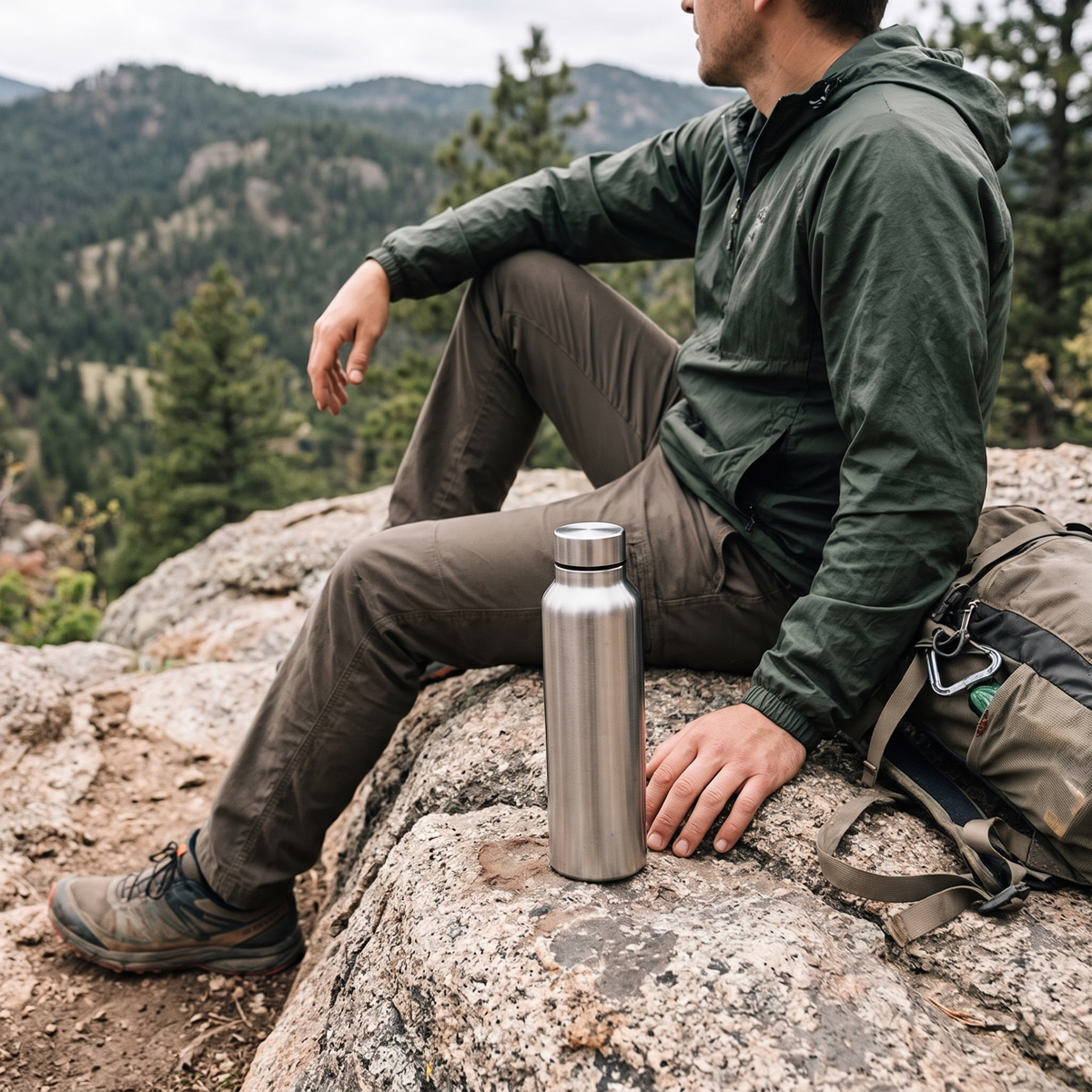 Stainless Steel Water Bottle in use